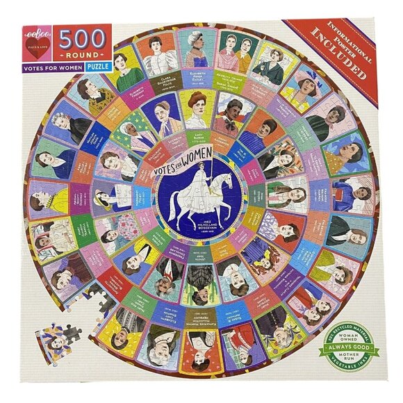 eeBoo Votes for Women 500 Piece Round Jigsaw Puzzle History Homeschool Hobby - Picture 1 of 2